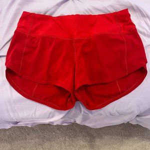 Red Lululemon Speed Up Shorts 2.5 inch Size 2